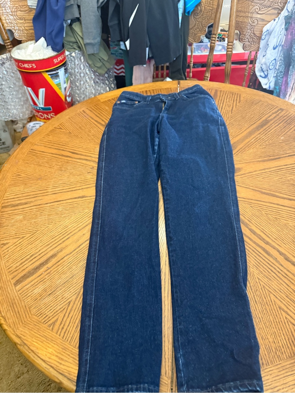 Vintage Lee Women's Dark Blue Straight Leg Jeans